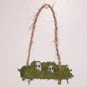 Cute Handmade Ghosts on a Swing, Adorable Office Decoration, Halloween Gift